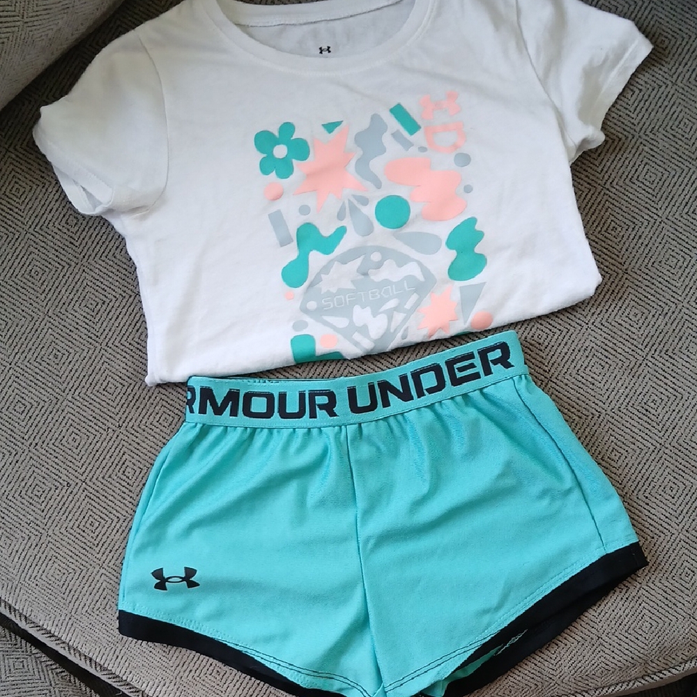 Under Armour White Tee and Teal Shorts Set